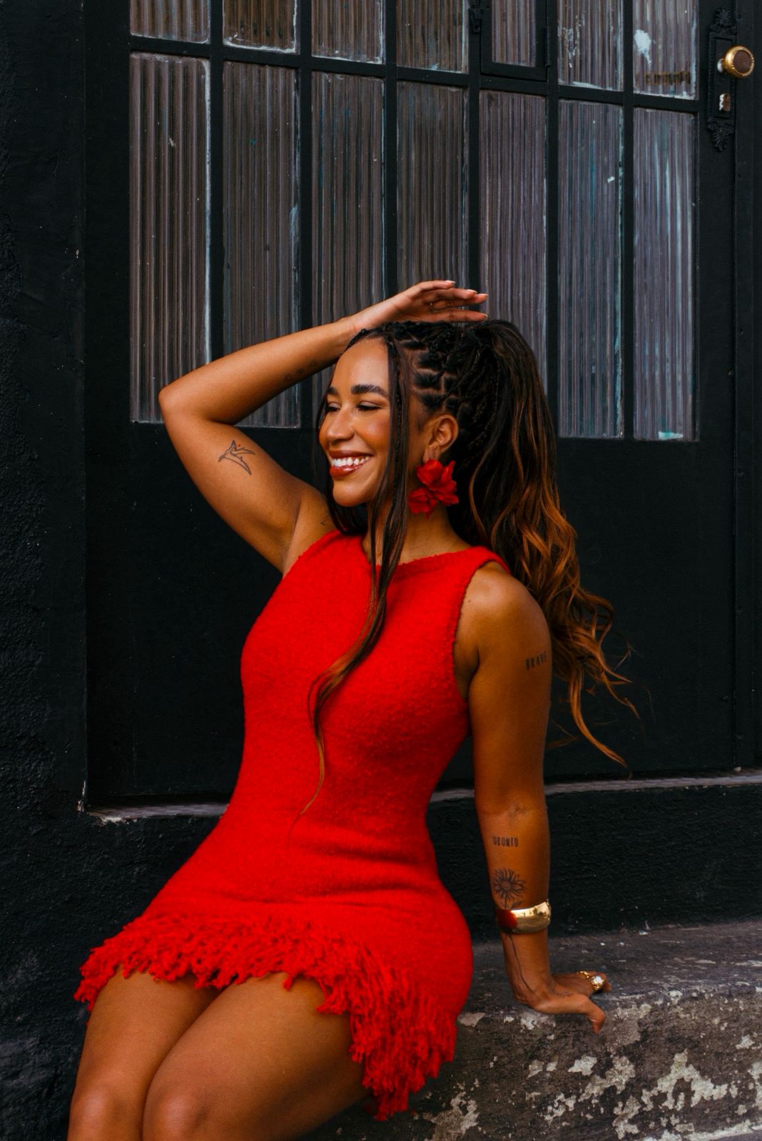 Vestido Curto de Tricô Texturizado Latina