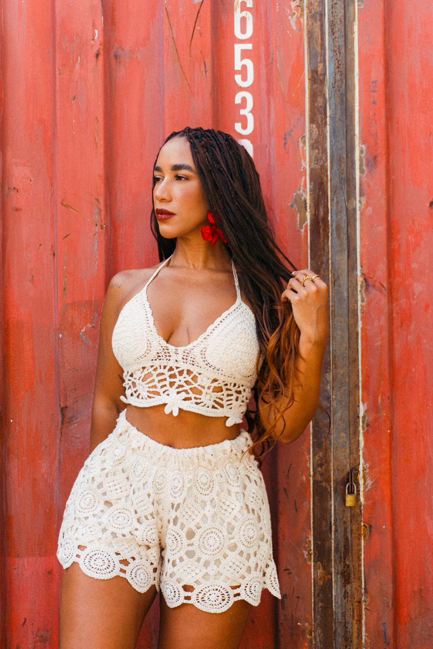 Short Crochê Off-White