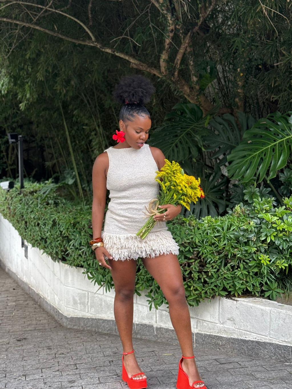 Vestido Curto de Tricô Texturizado Latina