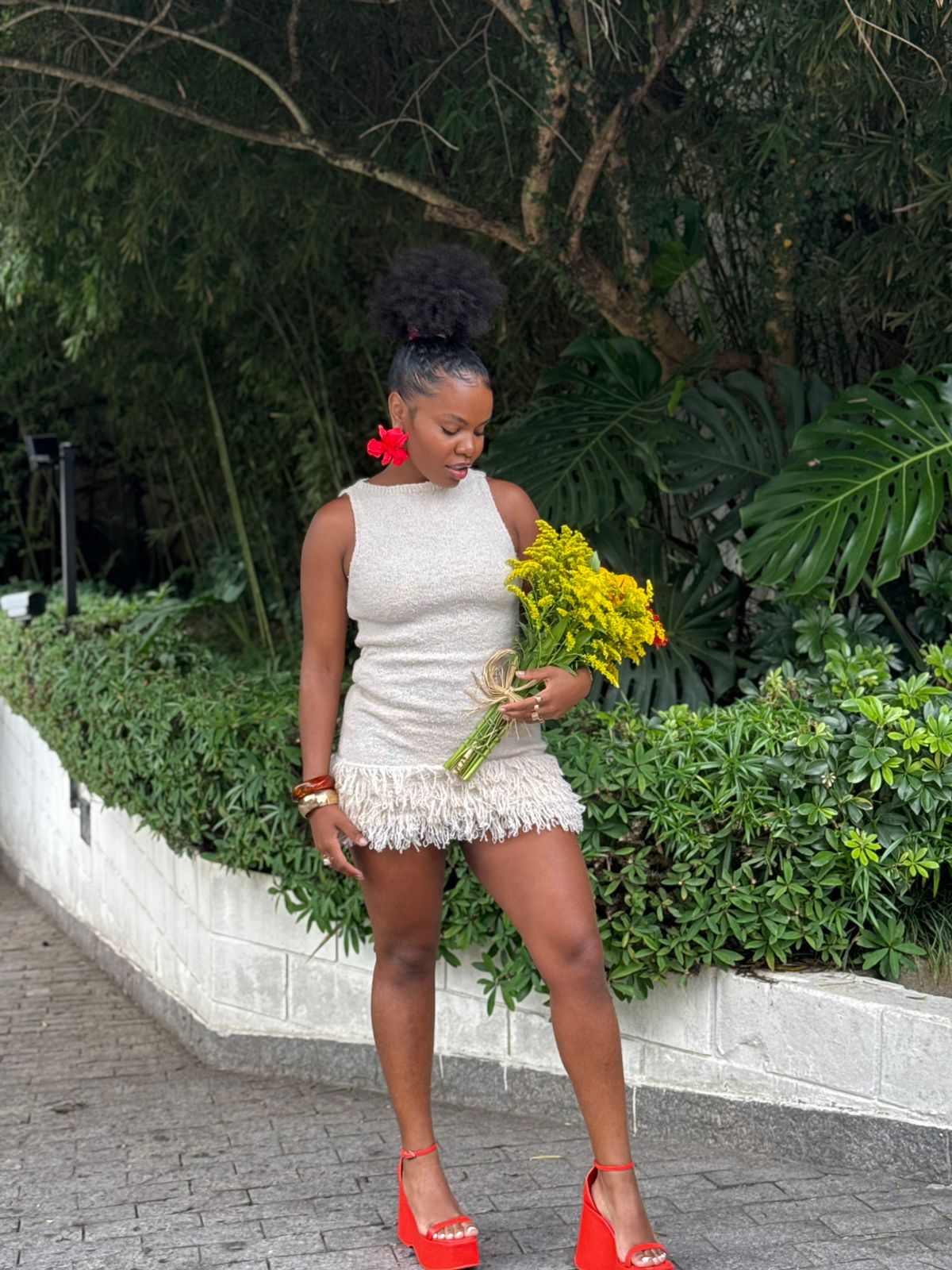 Vestido Curto de Tricô Texturizado Latina